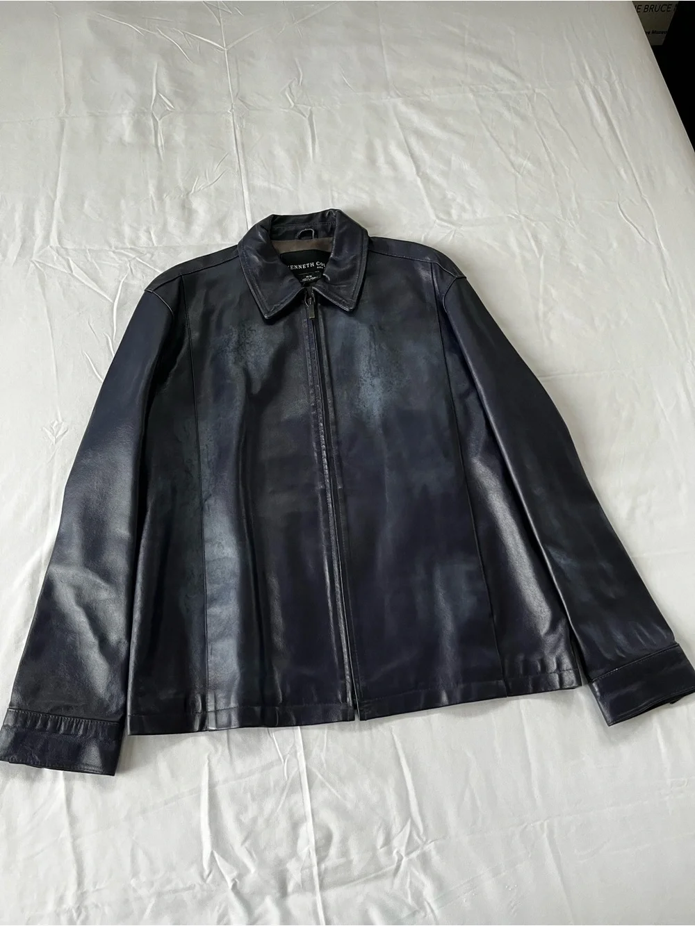 Kenneth Cole Men's Purple Leather Zip-Up Jacket
